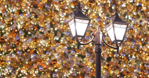Christmas Tree Decoration Street Light City — Stock Photo, Image