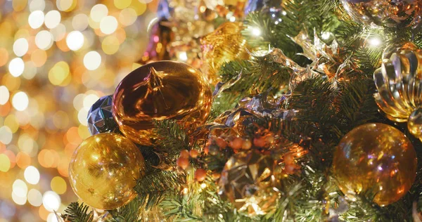 Decoración Del Árbol Navidad Por Noche — Foto de Stock