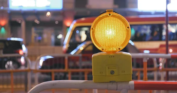 Luz Advertencia Construcción Carretera Naranja Aire Libre — Foto de Stock