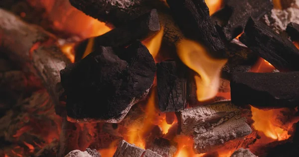 Fire Burning Fireplace Close — Stock Photo, Image