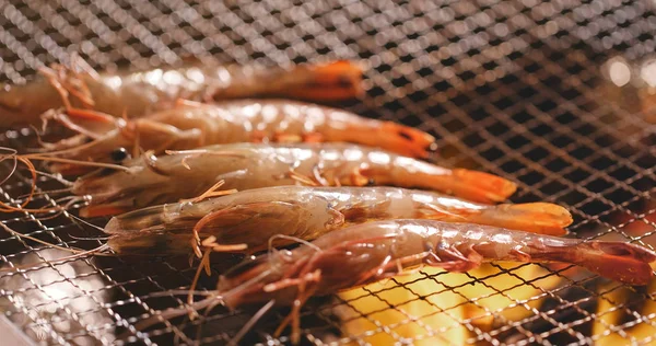 Camarones Frescos Parrilla Barbacoa — Foto de Stock