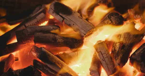 Barbecue Träkol Eld Nära Håll — Stockfoto