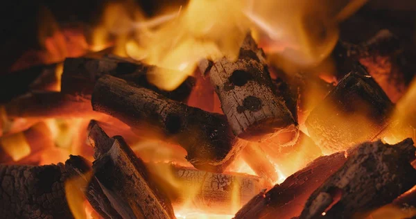 Égő Faszén Tüzet Közelről — Stock Fotó
