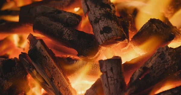 Barbacoa Carbón Llamas Cerca — Foto de Stock