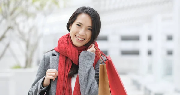 Mulher Carregando Sacos Compras — Fotografia de Stock