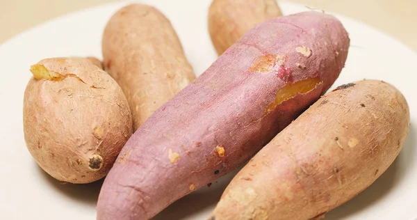 Close Van Gekookte Zoete Aardappelen — Stockfoto