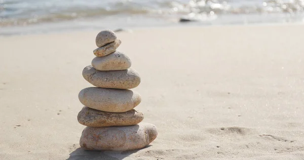 Zen Stenen Een Strand Kust — Stockfoto