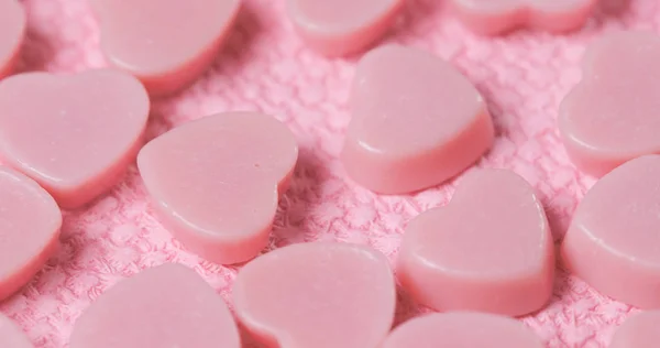Rózsaszín Csokoládé Cukorka Rózsaszín Háttér — Stock Fotó