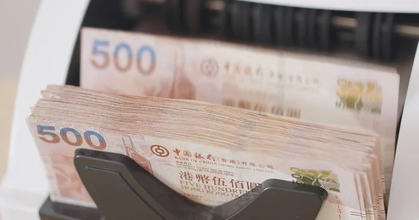 Contando Dólares Con Contador Dinero Electrónico — Foto de Stock
