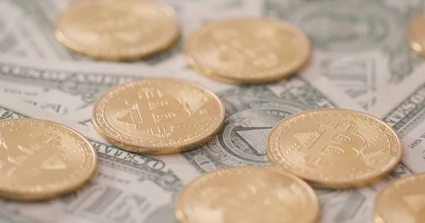 Dollars Américains Bitcoins Fermer — Photo