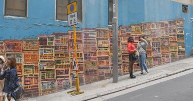 Merkez, Hong Kong - 8 Mayıs 2017: duvar ünlü resim 