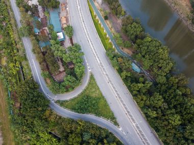 Trafik yol Üstten Görünüm