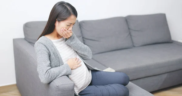 Těhotná Žena Trpí Nevolností — Stock fotografie