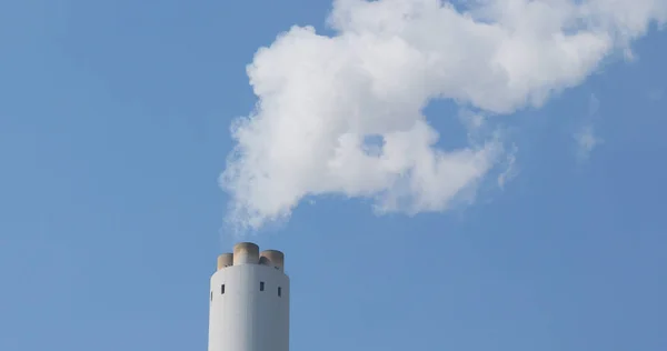 Smoke from factory over blue sky