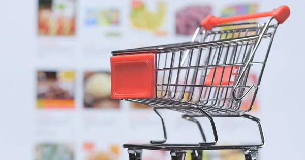 Conceito Compras Line Carrinho Pequeno Sobre Compras Site Line — Fotografia de Stock