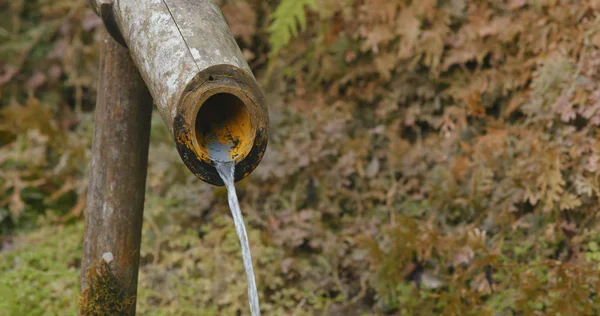 Agua Fuente Bambú Cerca — Foto de Stock