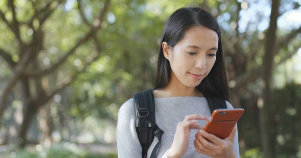 Woman Using Mobile Phone Sending Sms — Stock Photo, Image