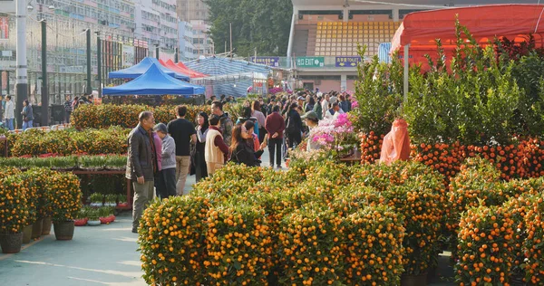 Tsuen Wan, Hong Kong - 13 Şubat 2018: ay yeni yıl Hong Kong için geleneksel Çin Fuarı
