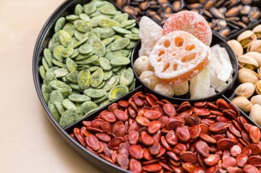 Muhtelif Çince ay yeni yıl için tepsi snack