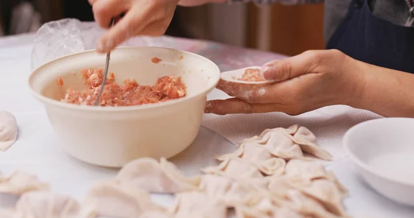 Making Meat Dumplings Home — Stock Photo, Image