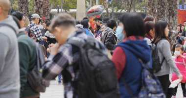 Victoria Park, Hong Kong - 14 Şubat 2018: Hong Kong ay yeni yıl adil Victoria Park, geleneksel Çin pazarı 
