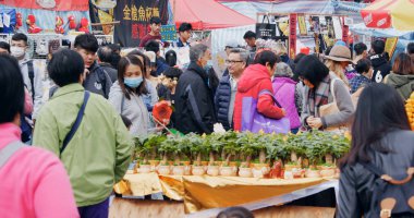 Victoria Park, Hong Kong - 13 Şubat 2018: Çin yeni yılı Hong Kong'da Fuar 