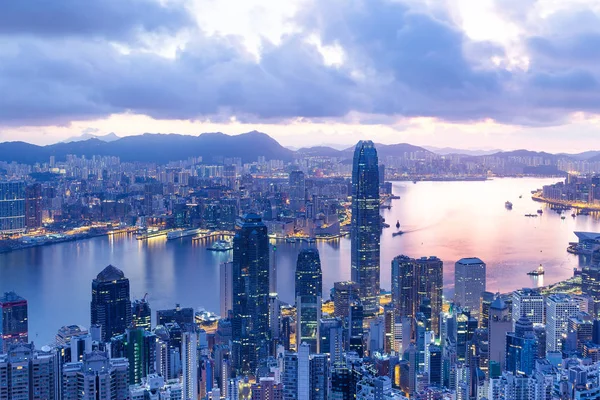 Horizonte Hong Kong Hora Puesta Del Sol — Foto de Stock