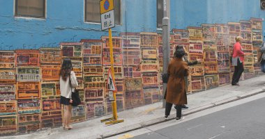 Merkez, Hong Kong - 8 Mayıs 2017: Hong Kong duvarda ünlü resim 