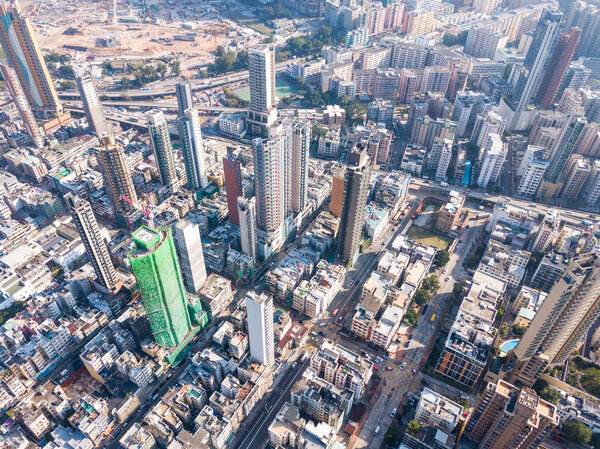 Aerial view of residential district in Hong Kong