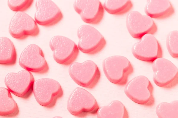 Heart Shape Chocolates Pink Background — Stock Photo, Image