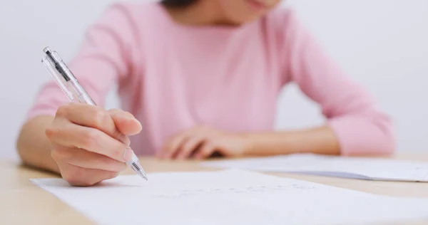 Student Shaking Pen Thinking Problem Her Homework — Stock Photo, Image