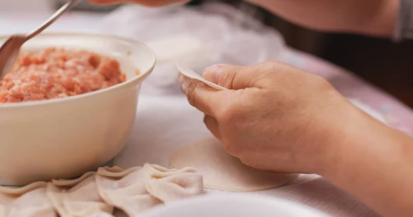 Making Meat Dumplings Close — Stock Photo, Image
