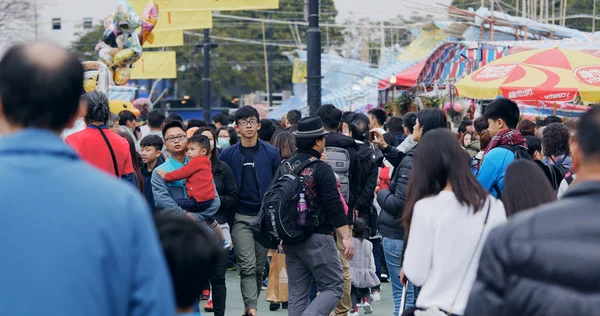 Victoria Park Hong Kong Februar 2018 Menschenmassen Beim Lunaren Neujahrsfest — Stockfoto