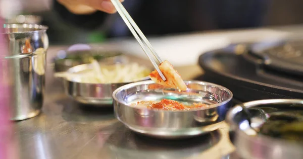 Grilované Vepřové Korejské Restaurace — Stock fotografie