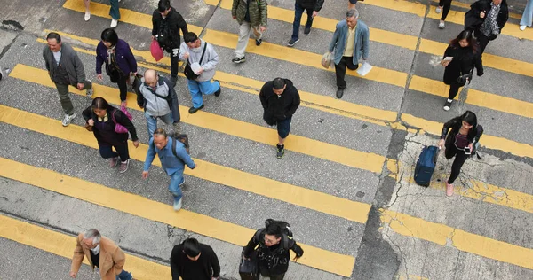 Mong Kok Hong Kong Februari 2018 Mensen Lopen Straat — Stockfoto