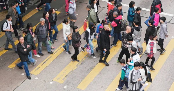 Mong Kok Hong Kong Fevereiro 2018 Vista Superior Das Pessoas — Fotografia de Stock