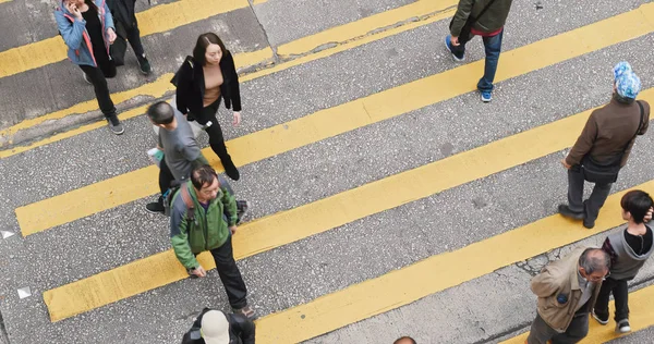 Mong Kok Hong Kong Fevereiro 2018 Vista Superior Das Pessoas — Fotografia de Stock