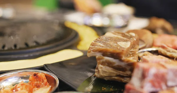 Traditional Korean barbecue close up