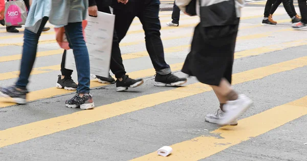 Монг Кок Гонконг Лютого 2018 Вид Людей Йдуть Вулиці Зверху — стокове фото