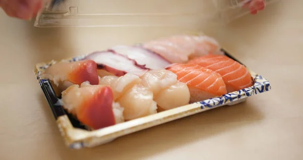 Otevřené Pole Sushi Odnést — Stock fotografie