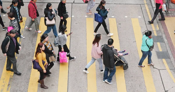 Mong Kok Hong Kong Fevereiro 2018 Vista Superior Das Pessoas — Fotografia de Stock