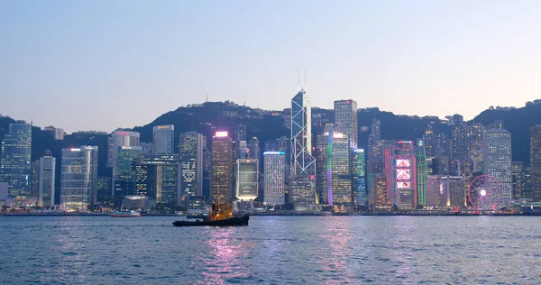 Victoria Kikötőre Hong Kong 2018 Január Hong Kong City Naplementekor — Stock Fotó
