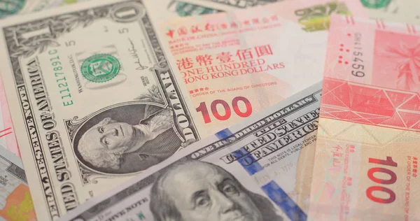 Dollar Hong Kong Échange Avec Des Dollars Américains — Photo