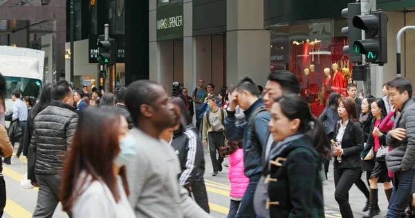 Central Hong Kong Fevereiro 2018 Pessoas Andando Rua — Fotografia de Stock