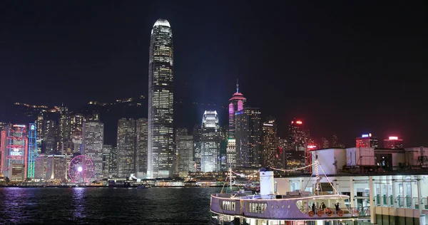 Victoria Harbour Hong Kong Mars 2018 Hong Kong City Natten — Stockfoto
