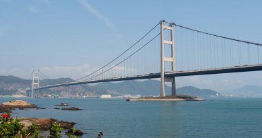Ma wan, Hong Kong - 02 Nisan, 2018: Hong Kong Tsing ma bridge 
