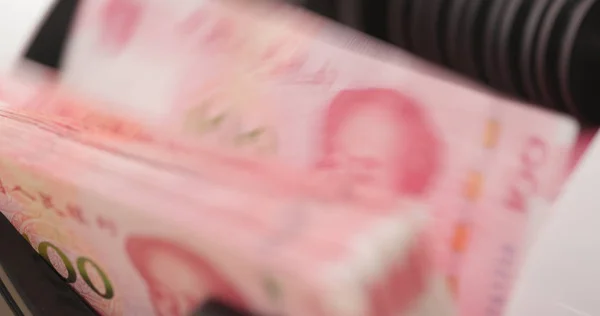 Money Counting Machine Chinese Rmb — Stock Photo, Image
