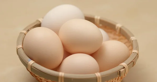 Chicken Eggs Basket Close — Stock Photo, Image