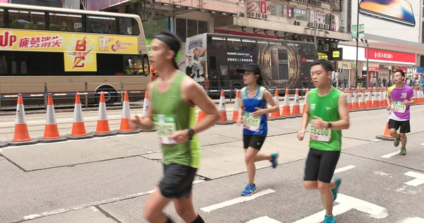 Causeway Bay Hongkong Hongkong Stycznia 2018 Standard Chartered Maraton — Zdjęcie stockowe