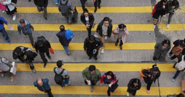 Mong Kok, Hong Kong - 28 Şubat, 2018: Top City yol geçiş insan görünümü 